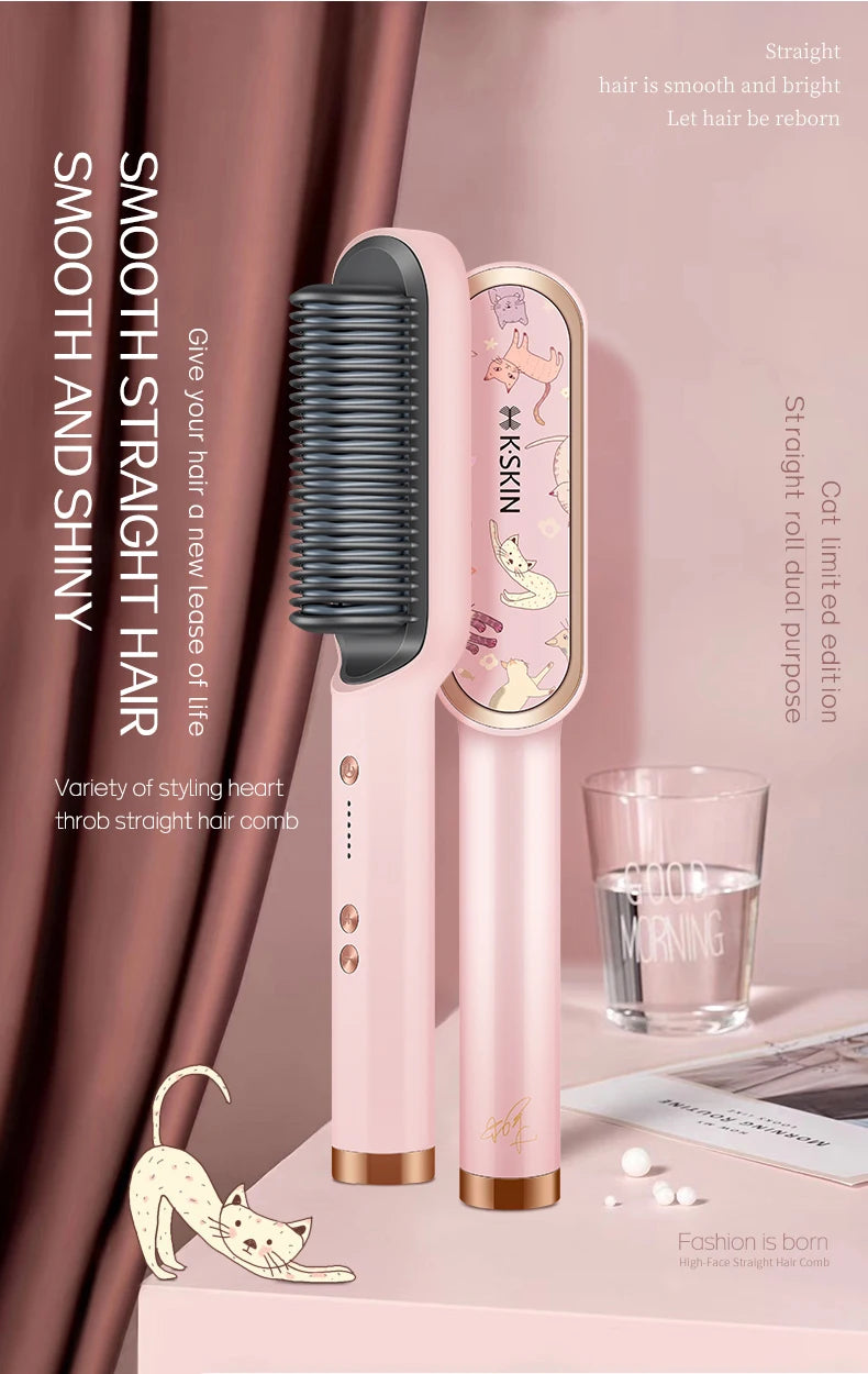 KSKIN 2 in 1 Hair Straightener Brush for Smooth Styling - Smarsty
