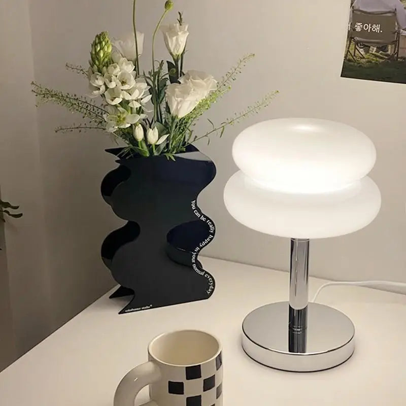 Trichromatic Dimming Macaron Glass Table Lamp for Cozy Bedrooms - Smarsty