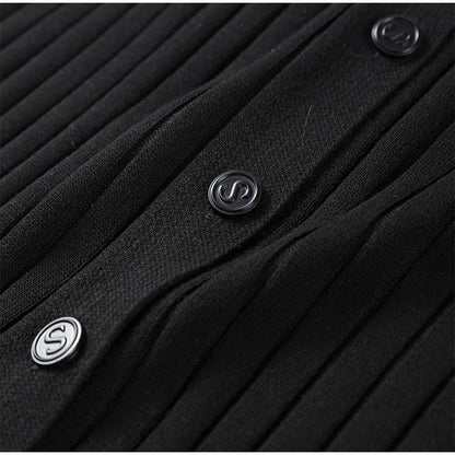 Elegant Knitted Dress Women Solid Single Breasted O Neck Short Sleeve High Waist Hip Package Dresses 2025 Autumn Chic Robes Lady