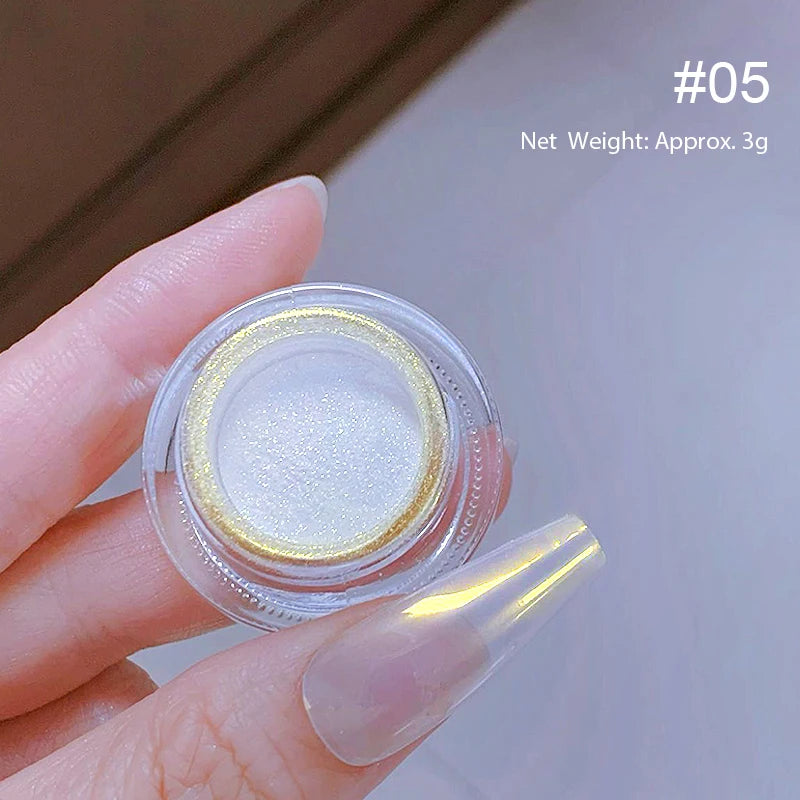 Aurora Pearl White Nail Glitter Powder for Stunning Designs - Smarsty