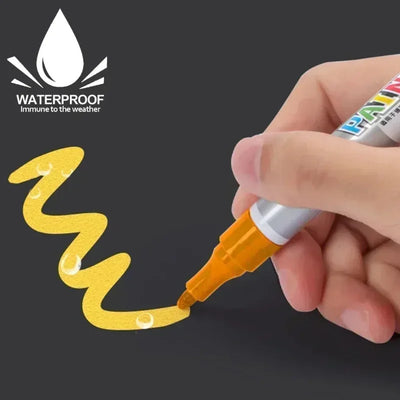 Car paint scratches repair brush pen waterproof water paint marker pen car tire tread care automotive  black white red silver - Smarsty