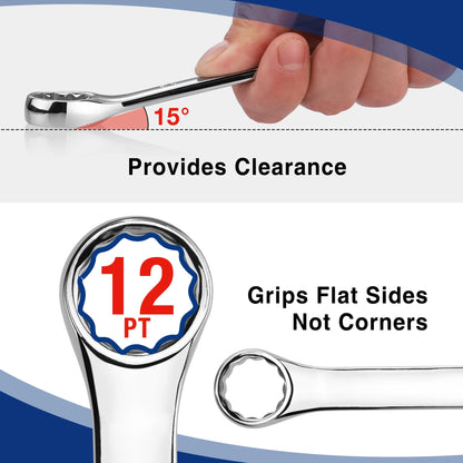 WORKPRO 32-Piece SAE & Metric Combination Wrenches Set, 20-Piece Standard wrenches and 12-Piece Stubby Wrenches with Organizer