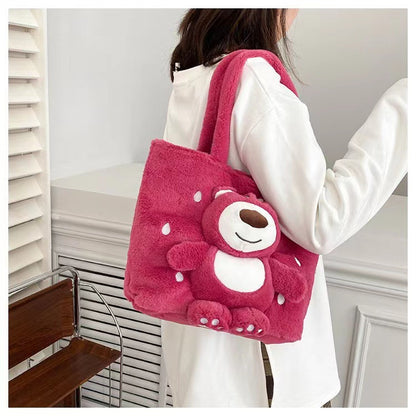 Disney Stitch Plush Shoulder Bag Cute Strawberry Bear - Smarsty