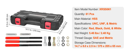 SucceBuy Thread Chaser Set UNC UNF Metric Thread Restorer Tool Rethreading Tool Kit Heat Treated Steel Mechanics DIY Enthusiast