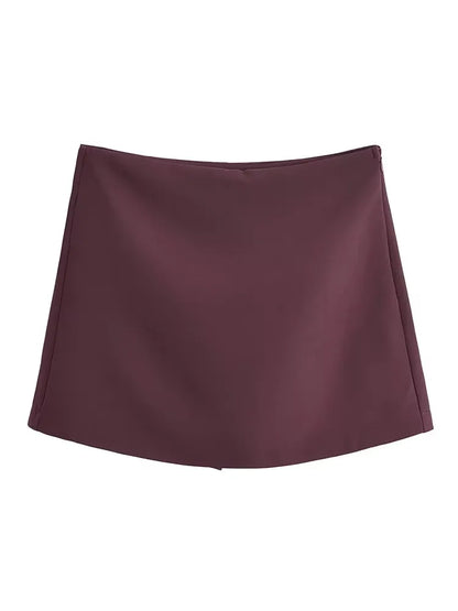 TFMLN New Spring Women Solid Skort Fashion Causal Side Zipper Mini Shorts Skirts Vintage High Waist Streetwear Shorts Skirts - Smarsty