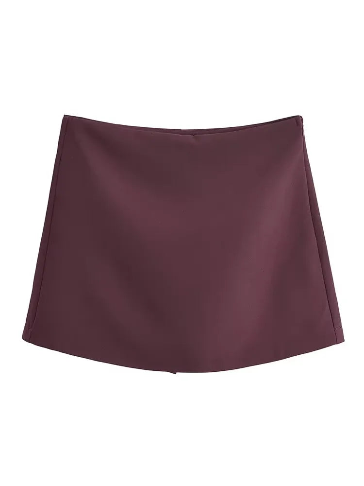 TFMLN New Spring Women Solid Skort Fashion Causal Side Zipper Mini Shorts Skirts Vintage High Waist Streetwear Shorts Skirts - Smarsty