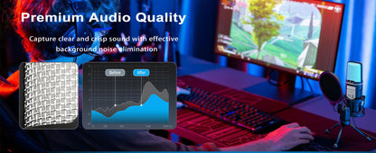 USB Condenser Microphone with RGB Lighting for Streaming - Smarsty