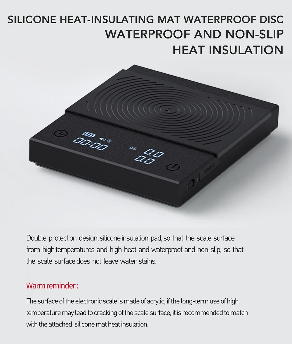 Timemore Basic 2 Black Mirror Coffee Scale with Auto Timer - Smarsty