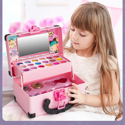 Children Makeup Cosmetics Pretend Playing Box Princess Make Up Girl Toy Play Set Lipstick Eye Shadow Safety Nontoxic Kit Toy Kid - Smarsty