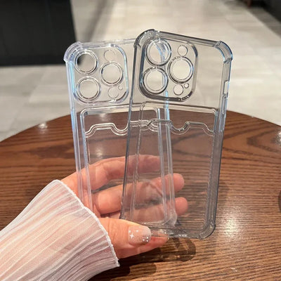 Smarsty Soft Card Holder Phone Case Clear Bumper For iPhone -