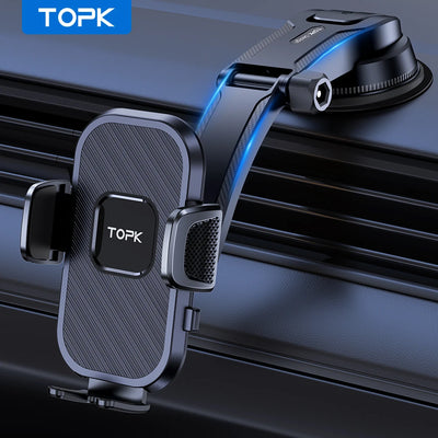 TOPK Universal Car Phone Holder Dashboard Mount for iPhone Android 360° Rotatable Anti-Slip Easy Install Compact Design Durable - Smarsty