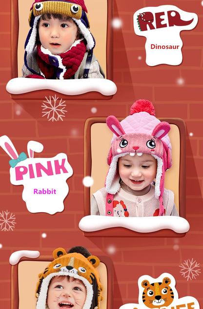 Kids Winter Hat Scarf Set Dinosaur Unicorn Style Gear - Smarsty