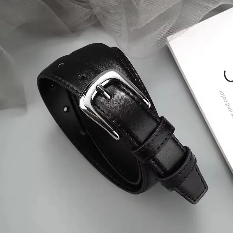 Women PU Leather Thin Belt Soft Comfortable Casual Waistband - Smarsty