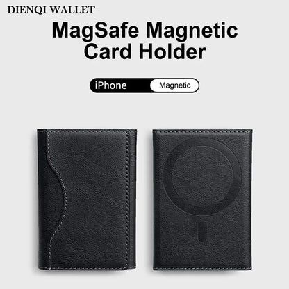 Men Magsafe Card Holder Unisex PU Leather Magnetic Cardholder Card Bag Wallet for Apple for IPhone 16 15 14 13 12 Pro Max Mini