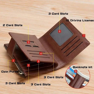 Men's Coin Purse Wallet RFID Anti-theft Man Leather Wallet Zipper Business Card Holder Money Bag Wallet Male - Smarsty
