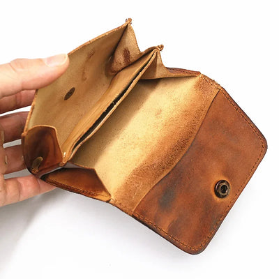 Genuine Leather Wallet for Men Women Brand Vintage Handmade Short Small Men's Wallets Card Holder Original Leather Coin Purse - Smarsty