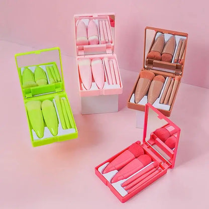 Travel Size Makeup Brushes Set with Case and Mirror - Smarsty