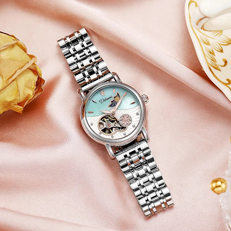 Luxury Women's Automatic Mechanical Watch with Moon Phase - Smarsty