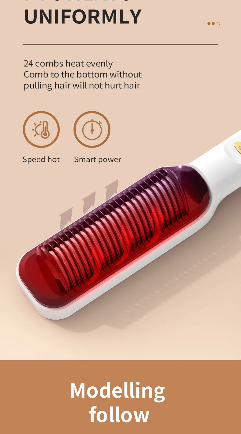 Electric Hot Comb Quick Hair Straightener with Anti-Scalding Feature - Smarsty