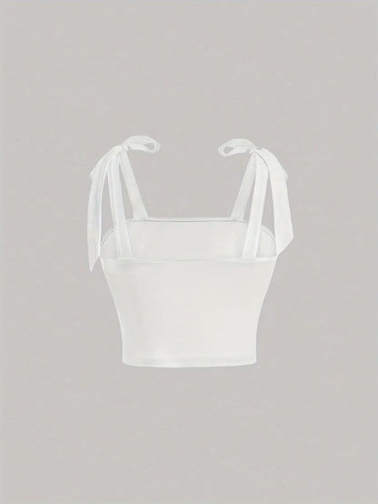 Solid Tie Shoulder Ruched Wide Strap Slim Fit Crop Top Women Clothing Summer 2025 Y2K Clothes Pink Backless Camis Top Streetwear