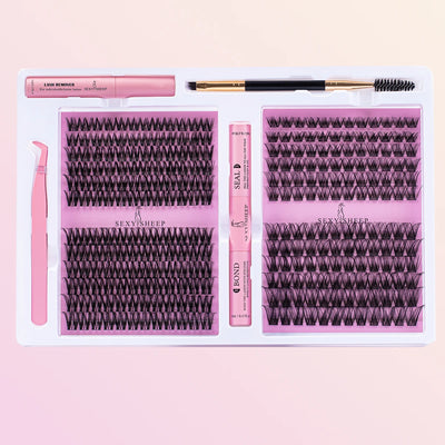 DIY False Eyelashes Clusters Extensions Individual Lashes Cluster Natural Segmented With glue,Remover,lash brush，tweezers - Smarsty