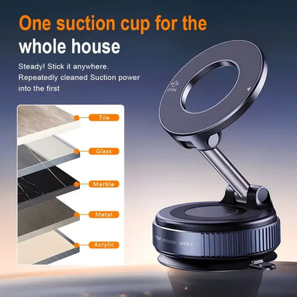 Novora Ultra Strong Vacuum Suction Car Phone Holder 360° Magnetic Mount with 66 lbs Twist-Lock Force Foldable & Magsafe Compatib