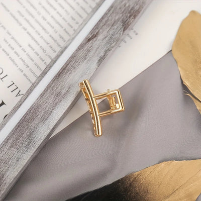 Gold Hollow Heart Mini Hair Claw Non Slip Grip Barrette - Smarsty