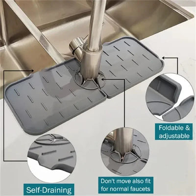 Kitchen Gadgets Silicone Faucet Absorbent Pad Shelf Sink Splash Catcher Countertop Protective Mat Bathroom Drain Mat Acceesories by Smarsty