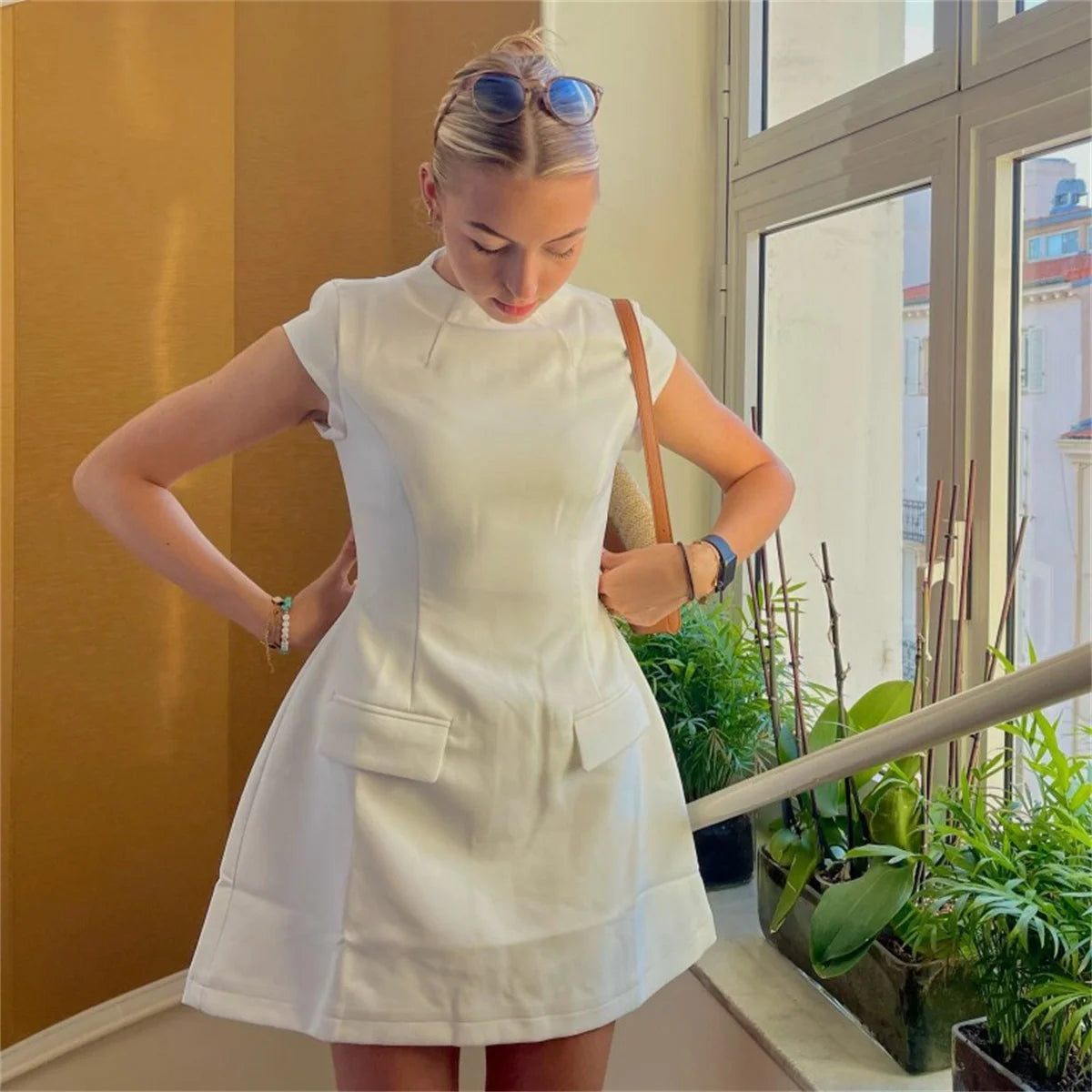 2025 Women‘s Sexy Slim Fit Hollow Mini Dress Spring New Y2K Sleeveless A- LINE Black Dress High Street Commute Elegant Dresses - Smarsty
