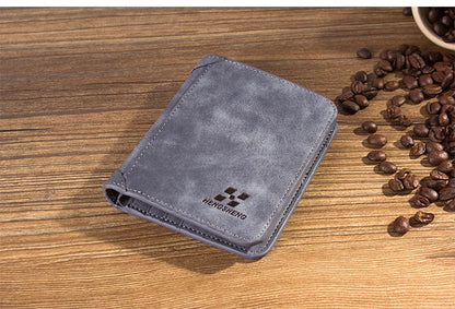 New Men Wallets Credit Card/ID Holder Vintage Brand Male Wallet High Quality PU Leather Photo Holder Foldable Short Men Purse - Smarsty