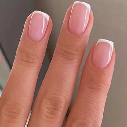 24 Pcs Women Short French Dual Color Press On Nails - Smarsty