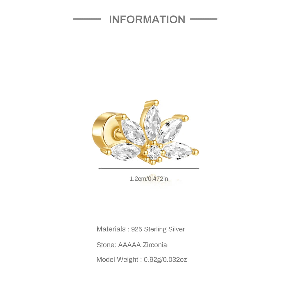 925 Silver Star Moon Zircon Stud Earrings Hypoallergenic - Smarsty