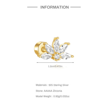 925 Silver Star Moon Zircon Stud Earrings Hypoallergenic - Smarsty