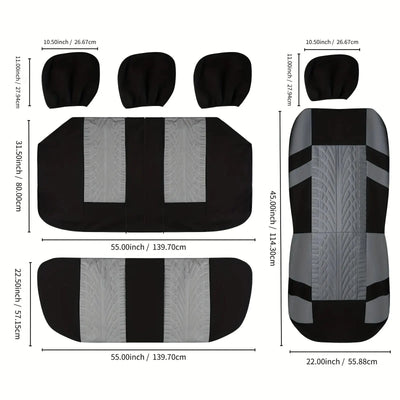 Universal Car Seat Covers Full Set Front And Rear Bench - Smarsty