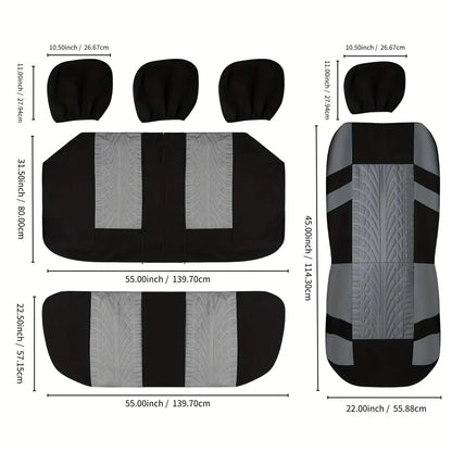 Universal Car Seat Covers Full Set Front And Rear Bench - Smarsty