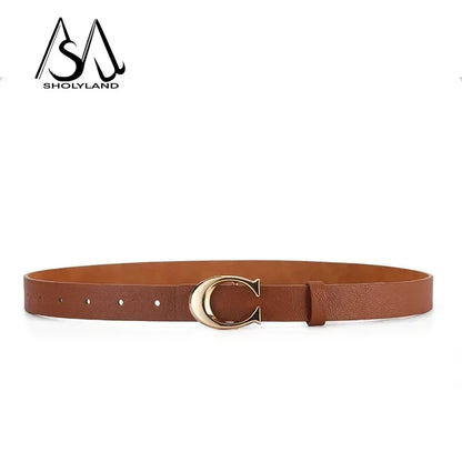 Trendy Womens Leather Belt With Alloy Moon Buckle - Smarsty