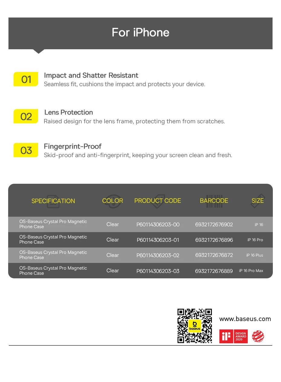 Smarsty Clear Magnetic MagSafe Slim Case for iPhone 16 Pro Max -