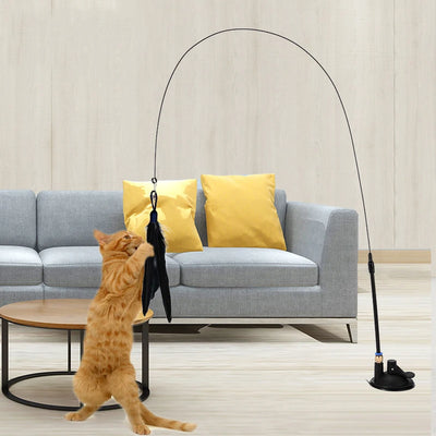 Interactive Cat Teaser Stick With Replaceable Feather - Smarsty