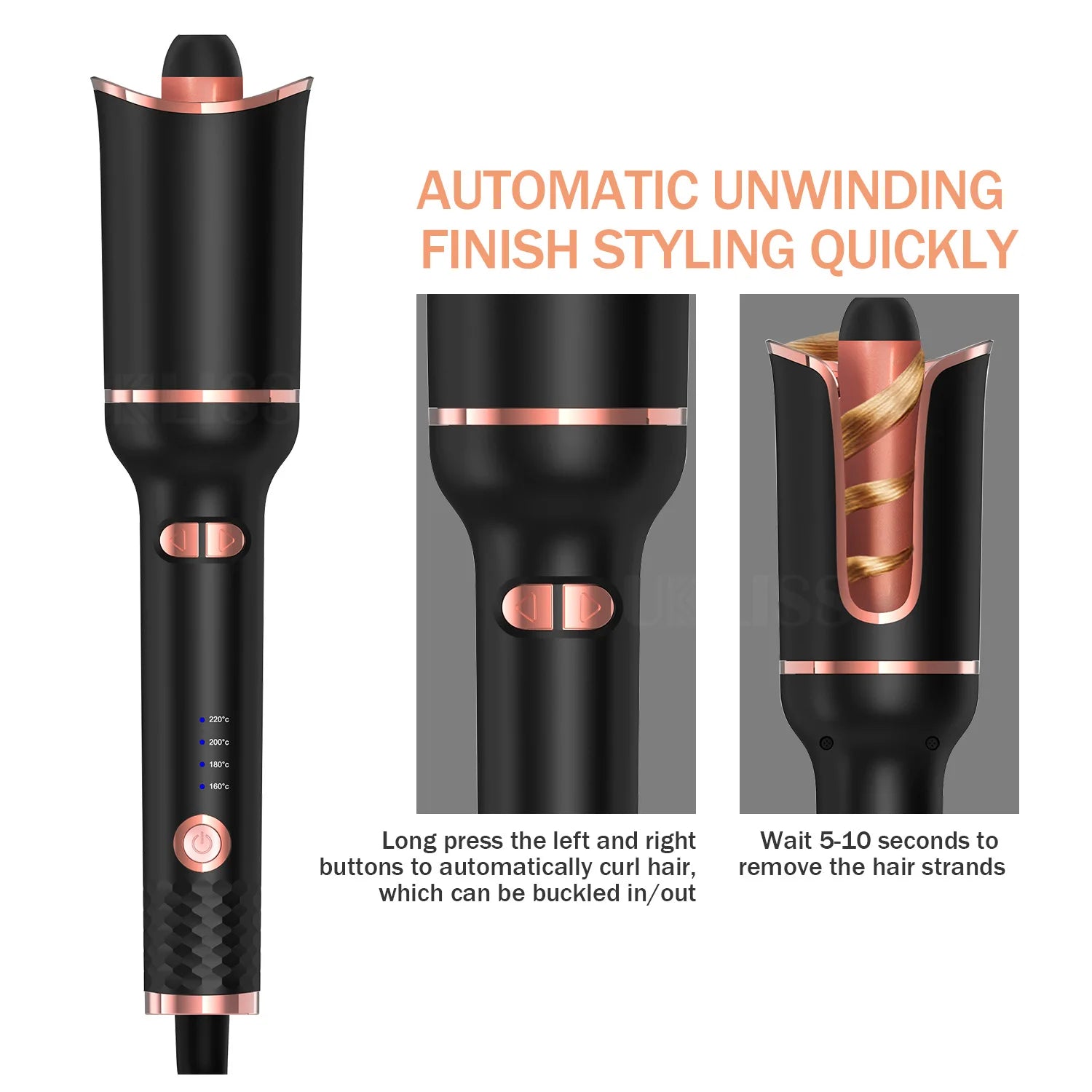 TINSOL Automatic Ceramic Curling Iron for Effortless Curls - Smarsty