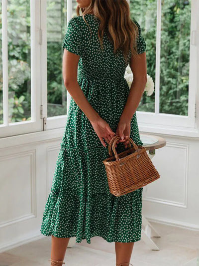 Vestidos Vintage Vintage Print Puff Sleeve summer Beach sweet dresses Casual Square collar floral maxi long dress festa - Smarsty