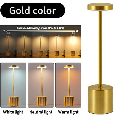 Classic Table Lamp USB Rechargeable Night Light Stepless Dimming Touch Desk Lamp 3 Colors Bedside Lamp Bar Hotel Decoration - Smarsty