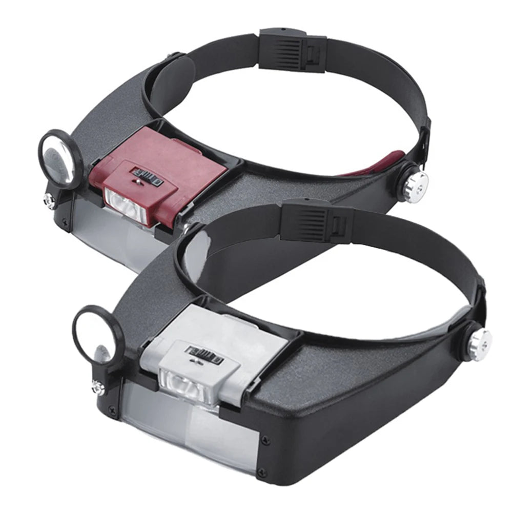 LED Light Magnifying Glasses 1.5x 3x 8.5x 10x Illuminated Magnifier Lightweight Adjustable Band for Reading Jewelers