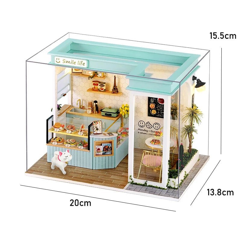 DIY Miniature Dollhouse Kits Hourly Light Studio House Sea Villa Wooden Doll House With Furniture Building Kids Toys Xmas Gifts by Smarsty