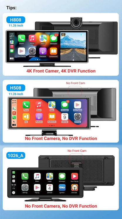 4K Dash Cam IPS Touch Screen With Wireless CarPlay Pro - Smarsty