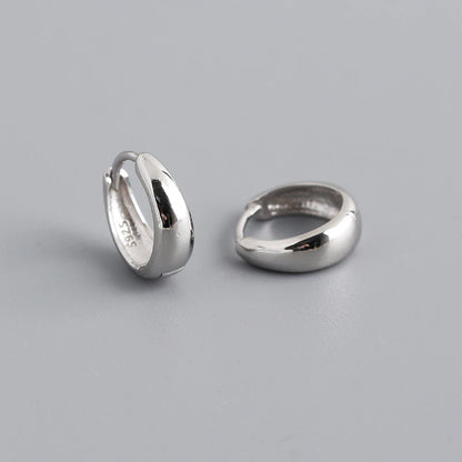 925 Sterling Silver Wide Gothic Huggies Hoop Earrings - Smarsty