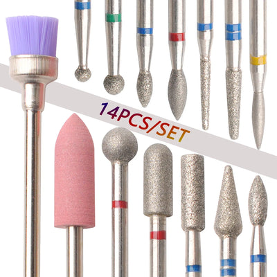 14 Piece Nail Drill Bit Set for Effective Gel Removal - Smarsty
