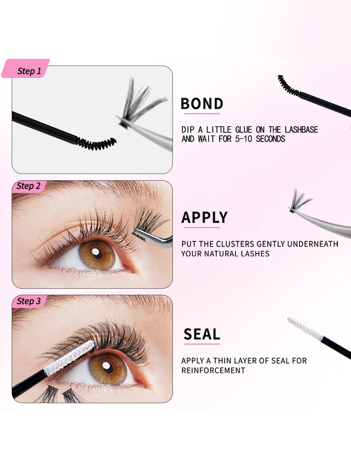DIY Eyelash Extension Kit with Mixed Clusters and Applicator - Smarsty
