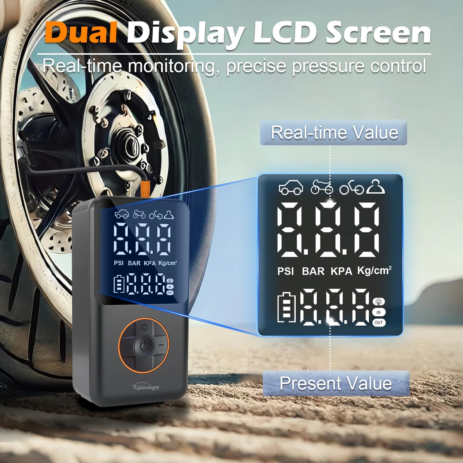 Portable Wireless Car Tire Inflator Digital Pressure Gauge - Smarsty