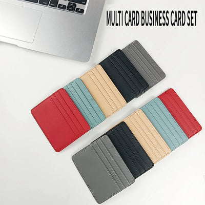 PU Leather ID Card Case - Slim Multi-Slot Holder for Bank/Credit Cards - Smarsty