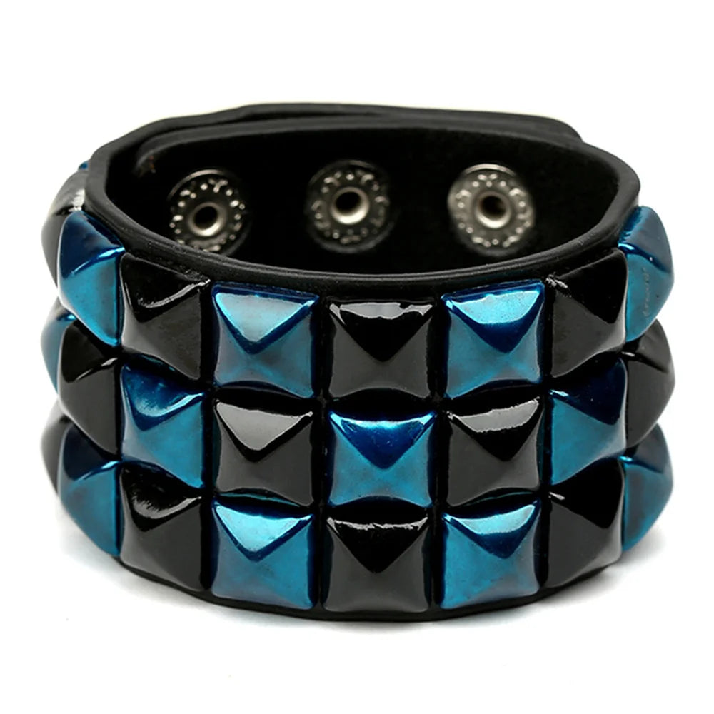 Unisex PU Leather Punk Bracelet With Spikes And Skull - Smarsty